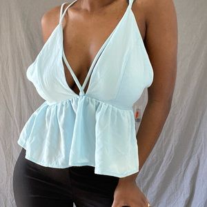 Ruffle Hem Cami Peplum Top Urban Outfitters